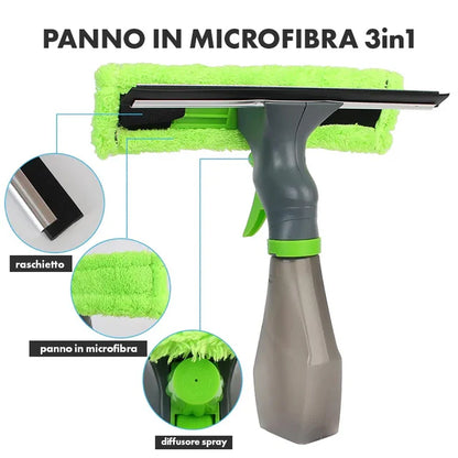 Panno in Microfibra per Vetri 3 in 1 | Soluzione Veloce